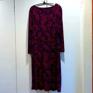 Tori Burch long sleeve dress, magenta/navy blue, size XL, very good condition